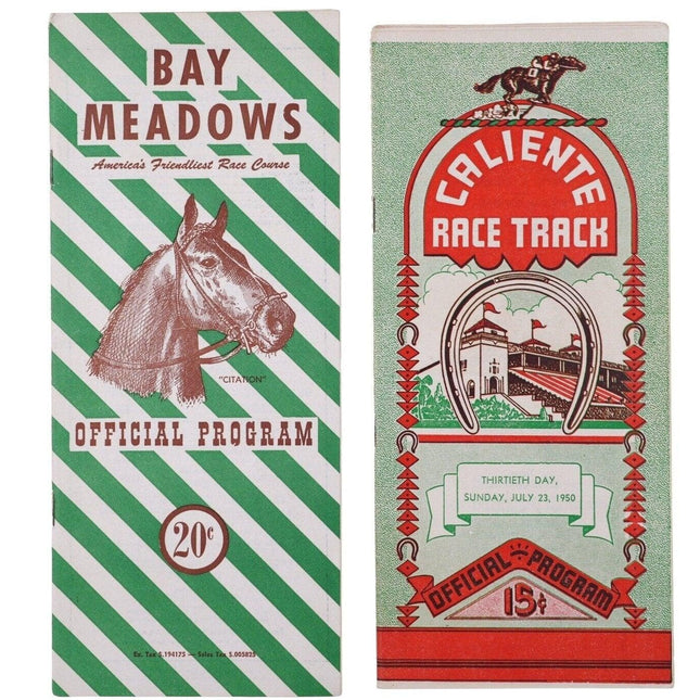 Bay Meadowns Racetrack Program der 1950er Jahre und Caliente Mexico