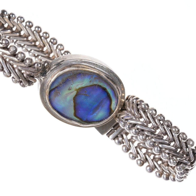 7.25" vintage sterling mother of pearl bracelet