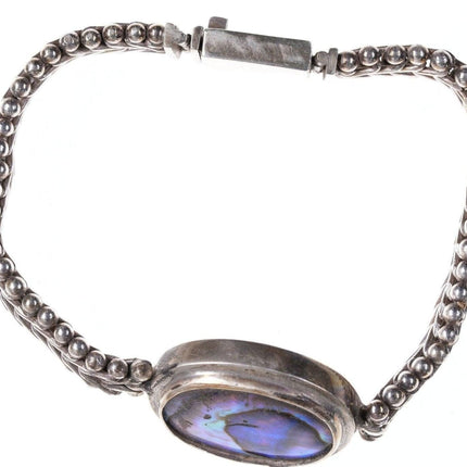 7.25" vintage sterling mother of pearl bracelet