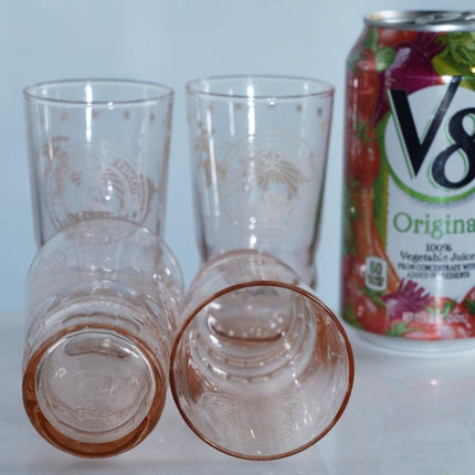 1936 Texas Centennial pink Depression glass juice glasses set