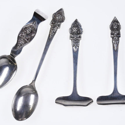 4 ungewöhnliche Vintage Thai Siam Sterling Utensilien