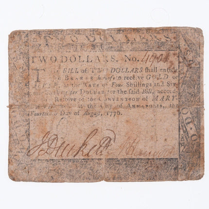 1776 Maryland Colonial Currency