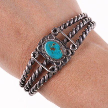 6 3/8" 40's-50's Navajo silver and turquoise cuff bracelet