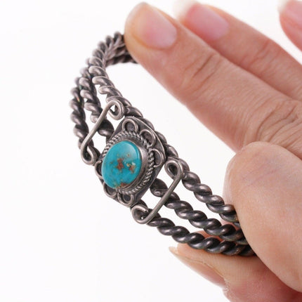 6 3/8" 40's-50's Navajo silver and turquoise cuff bracelet