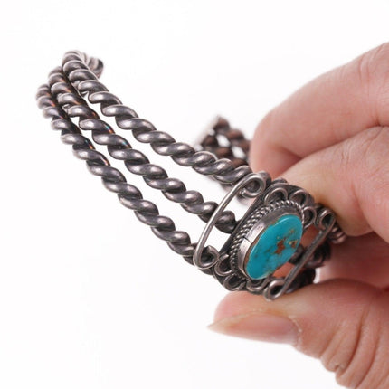 6 3/8" 40's-50's Navajo silver and turquoise cuff bracelet