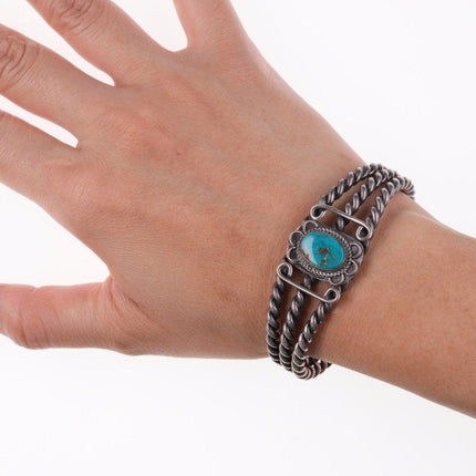 6 3/8" 40's-50's Navajo silver and turquoise cuff bracelet