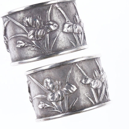 2 Antique Chinese Silver repousse napkin rings