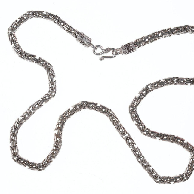 22,5" schwere byzantinische Vintage-Halskette aus Sterlingsilber