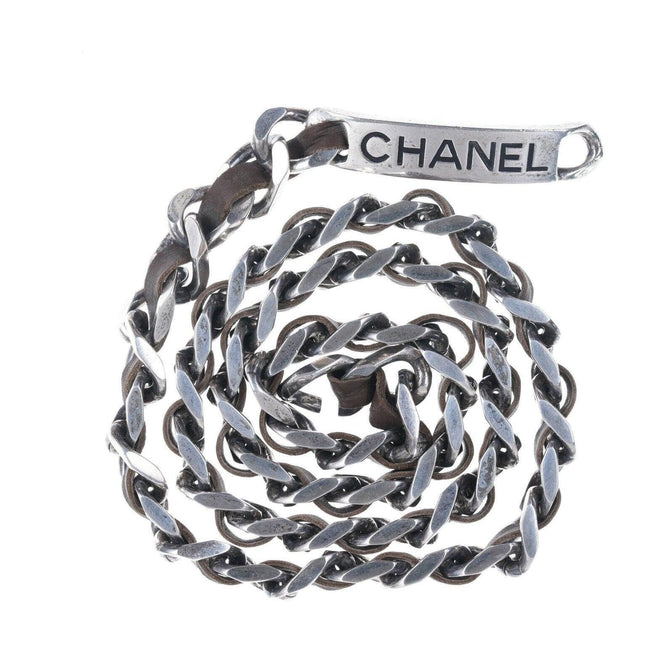 1996 复古法式 Chanel 银色皮革腰带