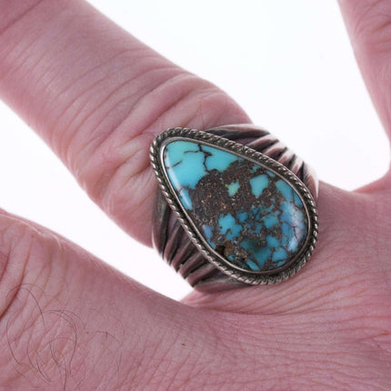 sz9.5 Vintage Native American sterling high grade turquoise ring