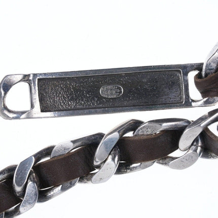 1996 Retro French Chanel belt Silver-tone with leather
