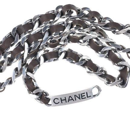 1996 Retro French Chanel belt Silver-tone with leather