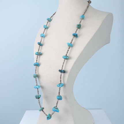 Sterling and Turquoise/Shell Navajo Heishi Necklace/Earrings