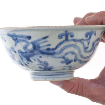 Ming Chinese Blue underglaze Phoenix bowl
