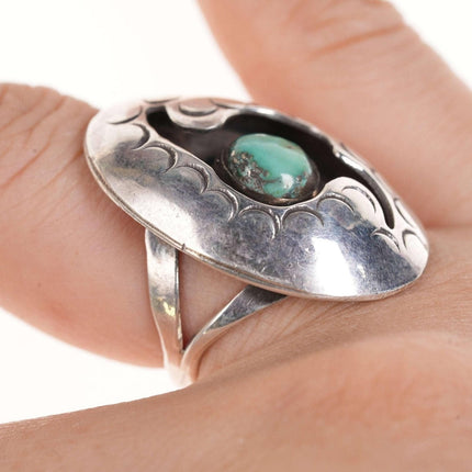 Sz6.25 Vintage Native American sterling/turquoise shadowbox ring
