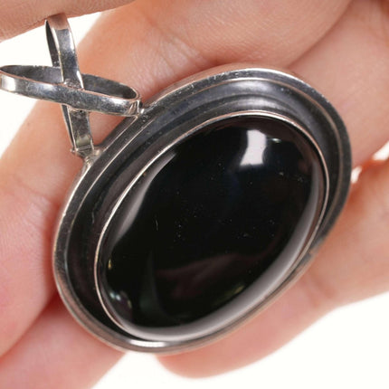 Retro Sterling Onyx Pendant