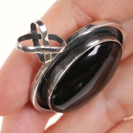 Retro Sterling Onyx Pendant