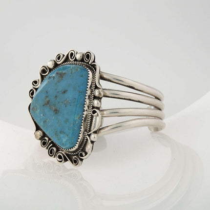 Leslie Nez Kingman Tuquoise Navajo Cuff Bracelet with large stone