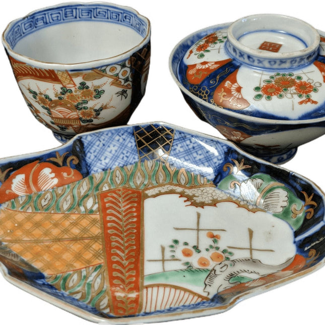 um 1870 Antikes japanisches Imari-Lot 4Stk