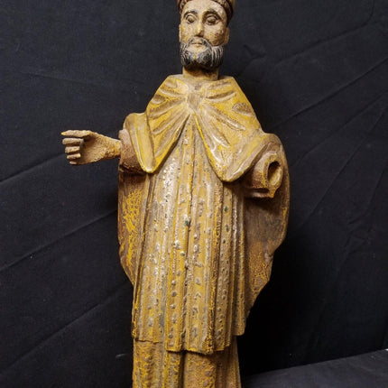 Antike Santos Bishop Puppe aus geschnitztem Holz, polychrom, 18.–19. Jahrhundert