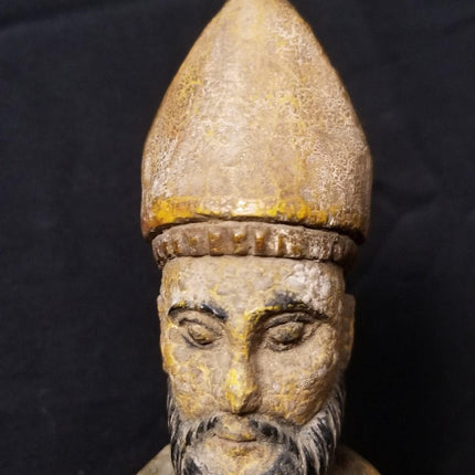 Antike Santos Bishop Puppe aus geschnitztem Holz, polychrom, 18.–19. Jahrhundert