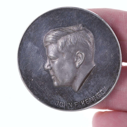 c1963 JFK Sterling Silver Memorial Medallion in Spanglish
