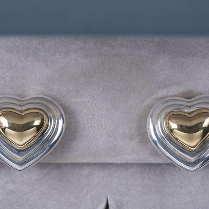 Retro Movado 18k gold/Sterling Heart earrings in box
