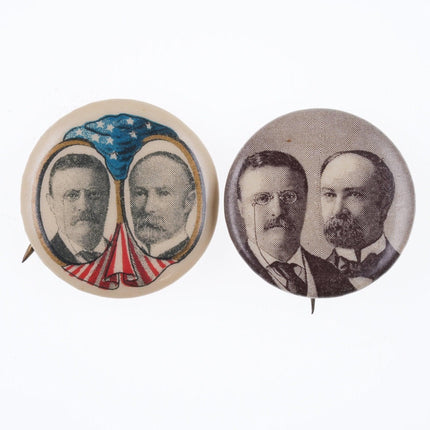 2 1904 Roosevelt/Fairbanks Jugate campaign buttons