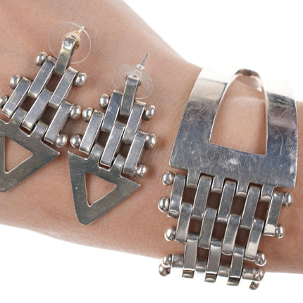 1980's Retro Mexican Sterling Bracelet and earrings set