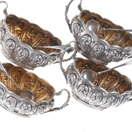 c1902 British Sterling silver Repousse Master salt/spoons set