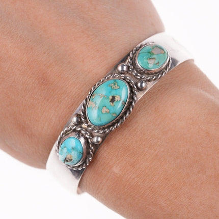 6.5" Vintage Navajo silver and turquoise bracelet