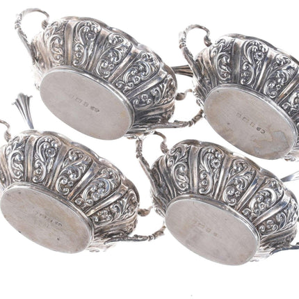 c1902 British Sterling silver Repousse Master salt/spoons set