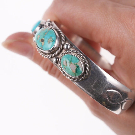 6.5" Vintage Navajo silver and turquoise bracelet