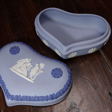 Wedwood Tri Color Heart Shaped Jasperware Box