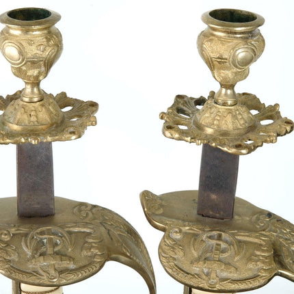 c1920's WWI Imperial German Navy Lion's Head Sword candle holders