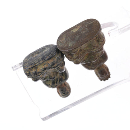 3 Miniatur-Buddha-Figuren aus Bronze und Holz aus dem 17./18. Jahrhundert