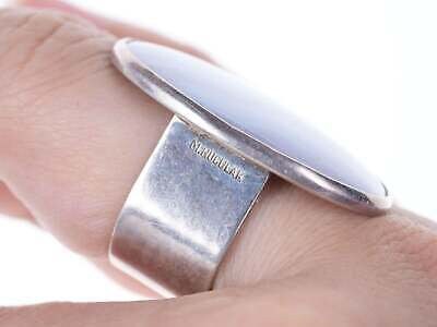 Sz7 Modernist Sterling Agate Ring by M Hukulak Polish Designer
