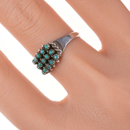 sz8.75 30's-40's Zuni Silver snake eye turquoise ring