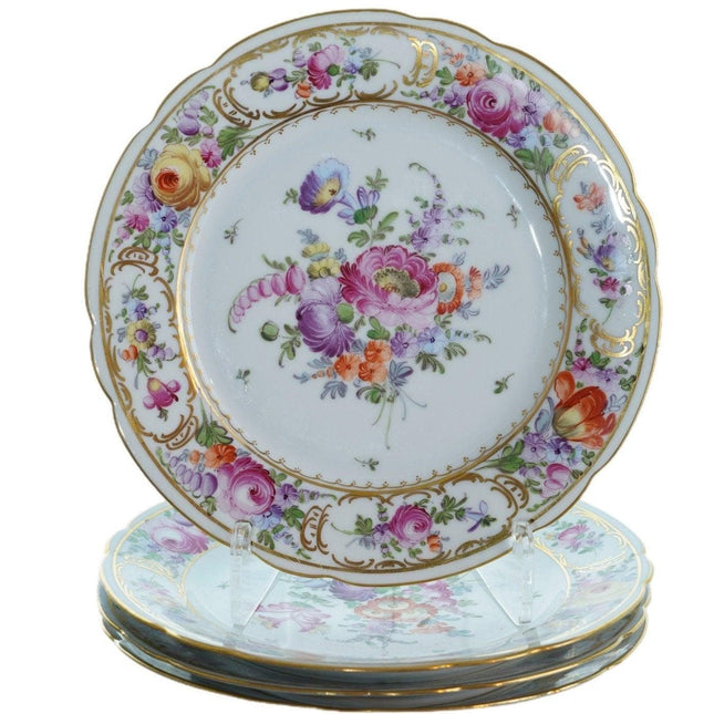 4 c1900 8.25" hand painted Dresden plates