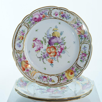 4 c1900 8.25" hand painted Dresden plates