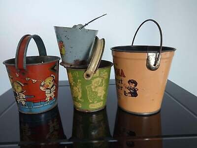 Tin Toy Bucket Collection Sultana Peanut Butter, Ohio Art, Three little pigs, Ma