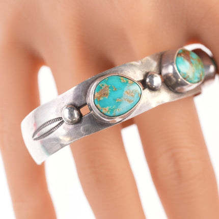 6.5" 1940's Navajo silver and fox turquoise bracelet