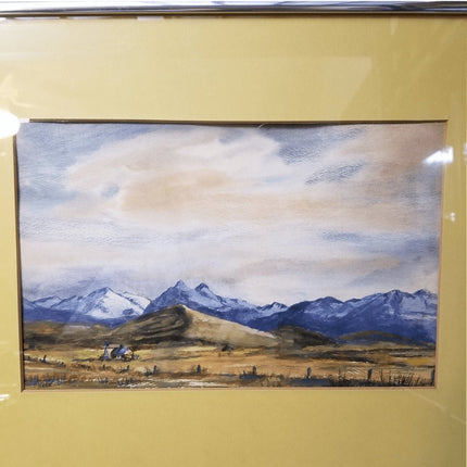 Western mountain Landscape  watercolor Painting Complex and Colorful signed -Har