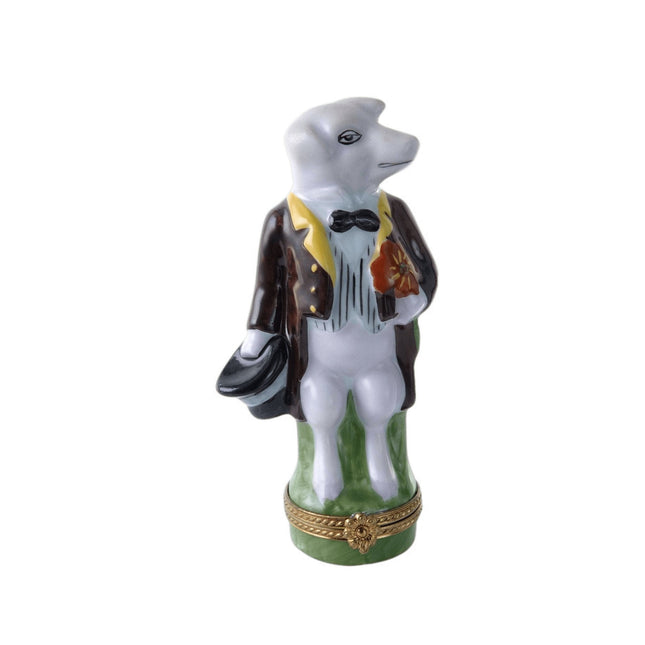 Peint Main Limoges Gentleman Pig Trinket Box handbemalt