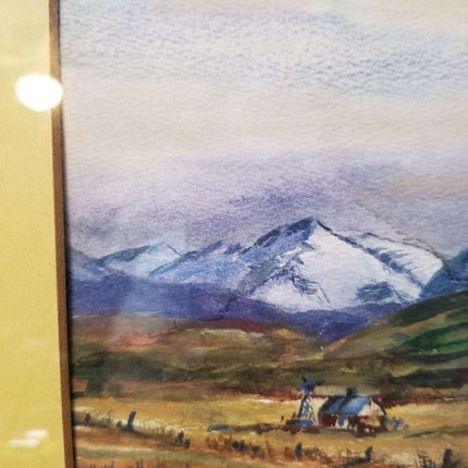 Western mountain Landscape  watercolor Painting Complex and Colorful signed -Har