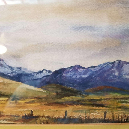 Western mountain Landscape  watercolor Painting Complex and Colorful signed -Har