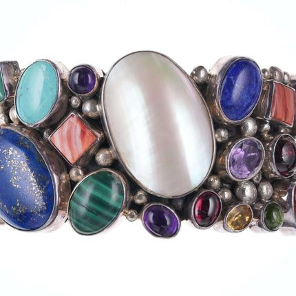 Large Nakai Sterling Multi-stone Cuff bracelet