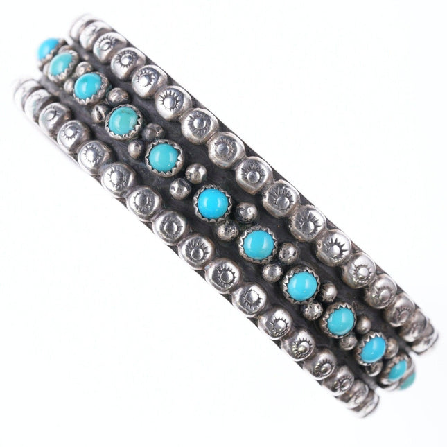 6.25" Vintage Navajo Silver snake eye turquoise bracelet