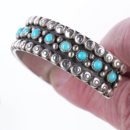 6.25" Vintage Navajo Silver snake eye turquoise bracelet