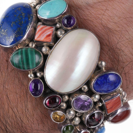 Large Nakai Sterling Multi-stone Cuff bracelet